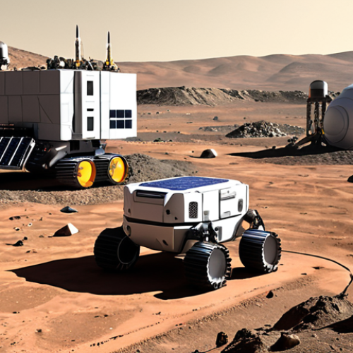 Home 15 **
A bustling lunar construction site. Robotic arms assemble habitats from bricks made of lunar regolith. In the background, large solar arrays provide power, and a small nuclear reactor is visible behind a protective barrier. A rover equipped with a microwave sintering device melts lunar dust. The scene is dusty but filled with a sense of progress and futuristic innovation. Focus on the automated mining and processing systems, showcasing the use of ISRU for building a lunar settlement.
**