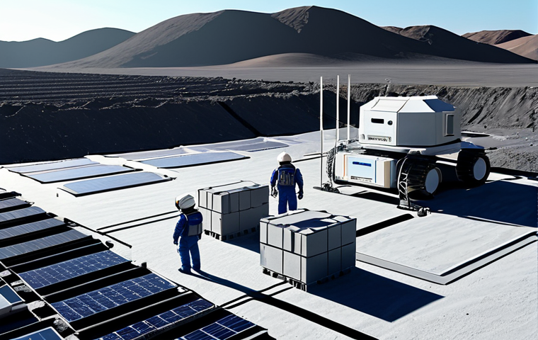 Lunar Construction Site**
"A bustling construction site on the lunar surface, fully clothed construction workers in futuristic spacesuits operating 3D printers that are creating building blocks from lunar regolith. Solar panels are visible in the background. The scene showcases In-Situ Resource Utilization (ISRU) in action. Safe for work, appropriate content, professional, perfect anatomy, correct proportions, natural pose, well-formed hands, proper finger count, natural body proportions, fully clothed, modest clothing, appropriate attire, professional dress, high quality, realistic rendering."
**