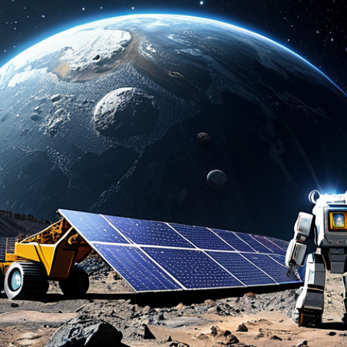 Home 19 Robotic Asteroid Mining Operation**
"A futuristic robotic mining operation on a large asteroid, fully clothed robotic miners extracting resources, solar panels providing power, Earth visible in the background, appropriate content, safe for work, perfect anatomy for robots, professional concept art, high resolution, fully clothed robots, modest design, family-friendly."
**