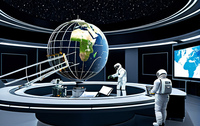 우주 물류 및 보급 시스템 - **Prompt:** A futuristic orbital refueling station in Earth orbit, a spacecraft docked for refueling...